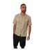 Mens Embroidered Collared Short-sleeved Bowling Shirt Stone Threadbare-2