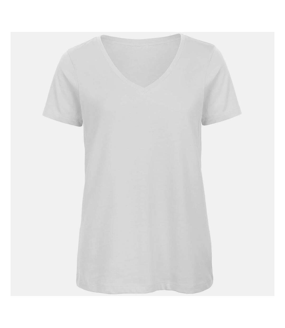 T-shirt en coton bio à col v femme blanc B&C Favourite