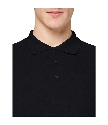 Stedman Mens Long Sleeved Cotton Polo (Black Opal) - UTAB285