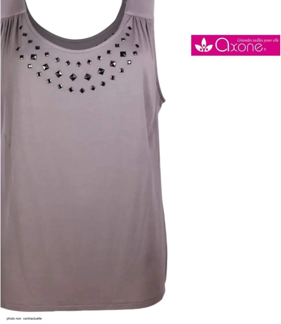 Axone TF344T Débardeur femme grande taille stretch taupe pour un tomber fluide élégant-4