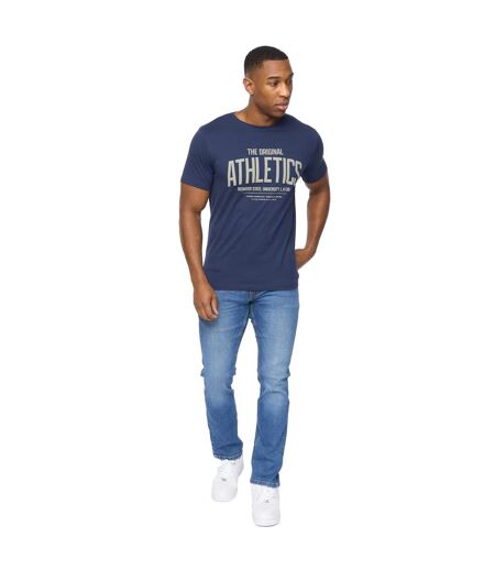 Mens Athwood T-shirt Navy Crosshatch