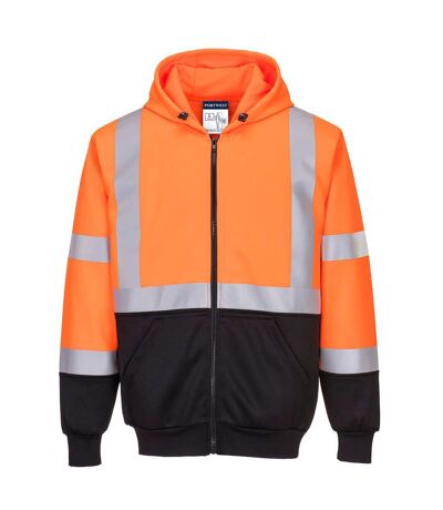 Portwest Mens Two Tone Hi-Vis Safety Full Zip Hoodie (Orange/Black) - UTPW1487