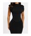 Robe Longue Femme Sandra Col Montant Détails Corset Et Mancherons Noir Mars The Label-4