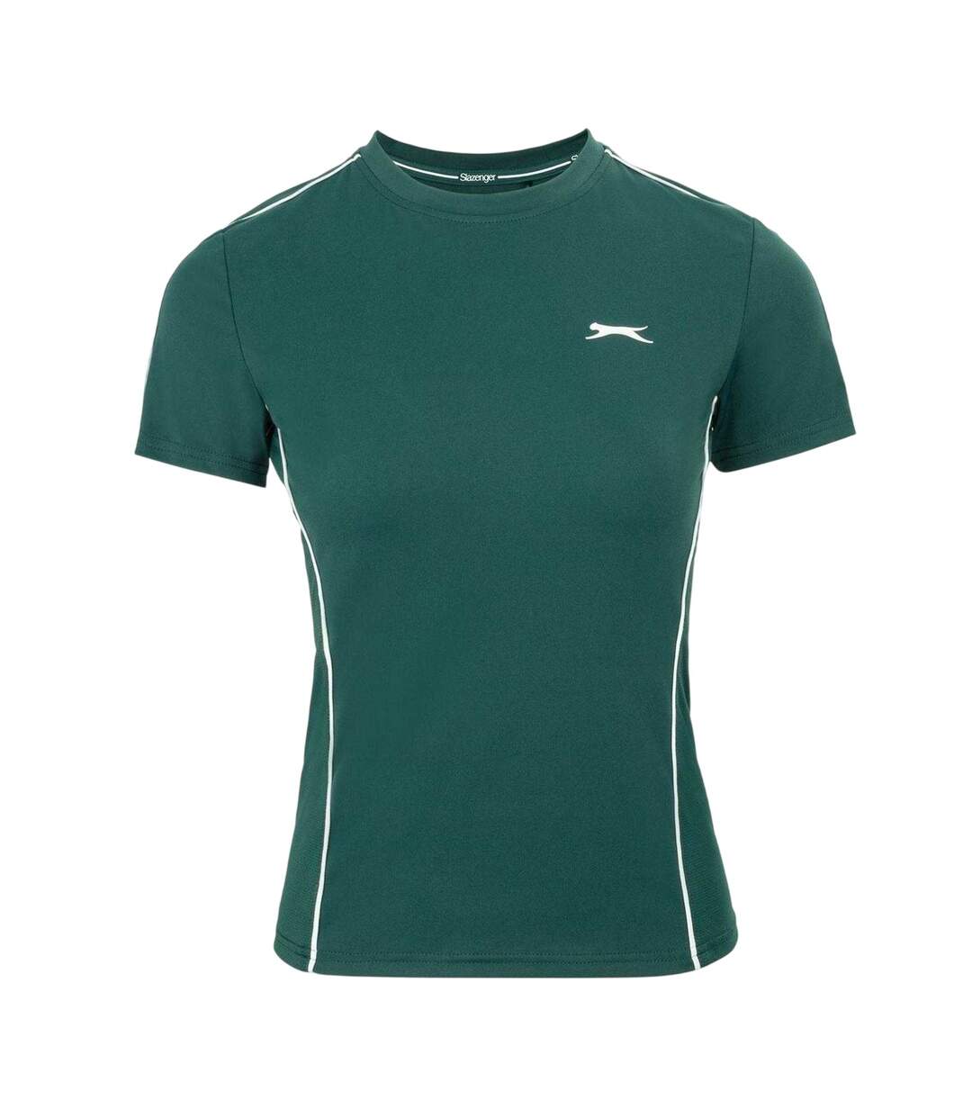 Womens/ladies Contrast Detail Tennis T-shirt Forest Green Slazenger-1