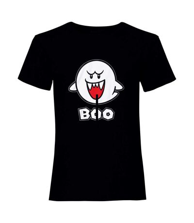 Super Mario Unisex Adult Boo T-Shirt (Black/White)