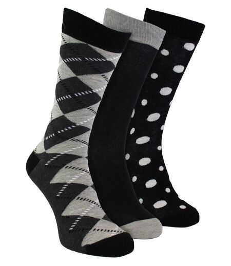 3 Pairs Classic Argyle Patterned Dress Socks