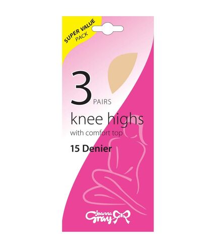 Joanna Gray Womens/Ladies Knee Highs (3 Pairs) (Mink)