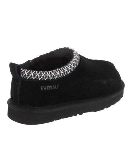 Womens/ladies Wigeon Cow Suede Slippers Black EverAu
