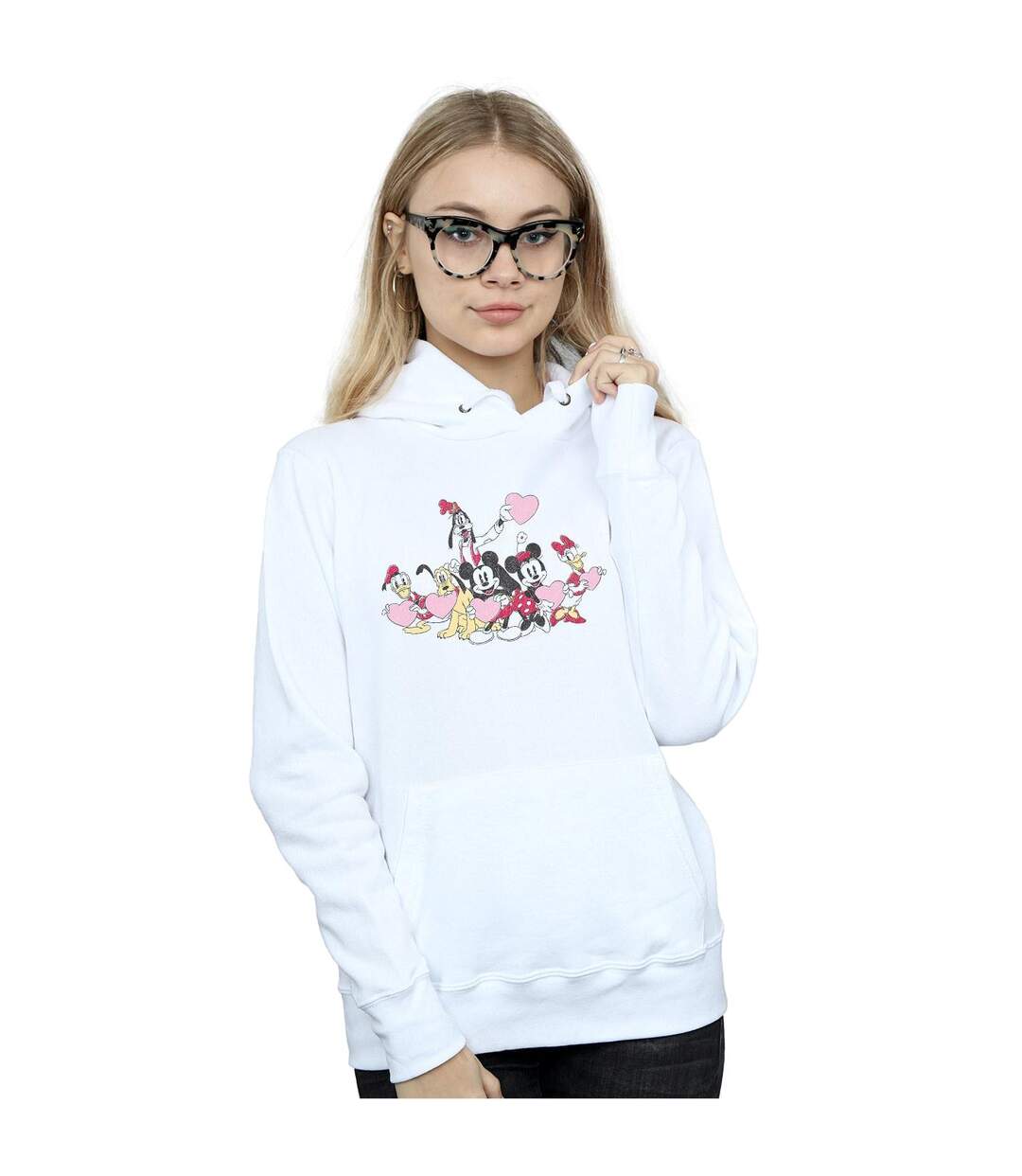Disney - Sweat à capuche MICKEY MOUSE LOVE FRIENDS - Femme (Blanc) - UTBI11149-2