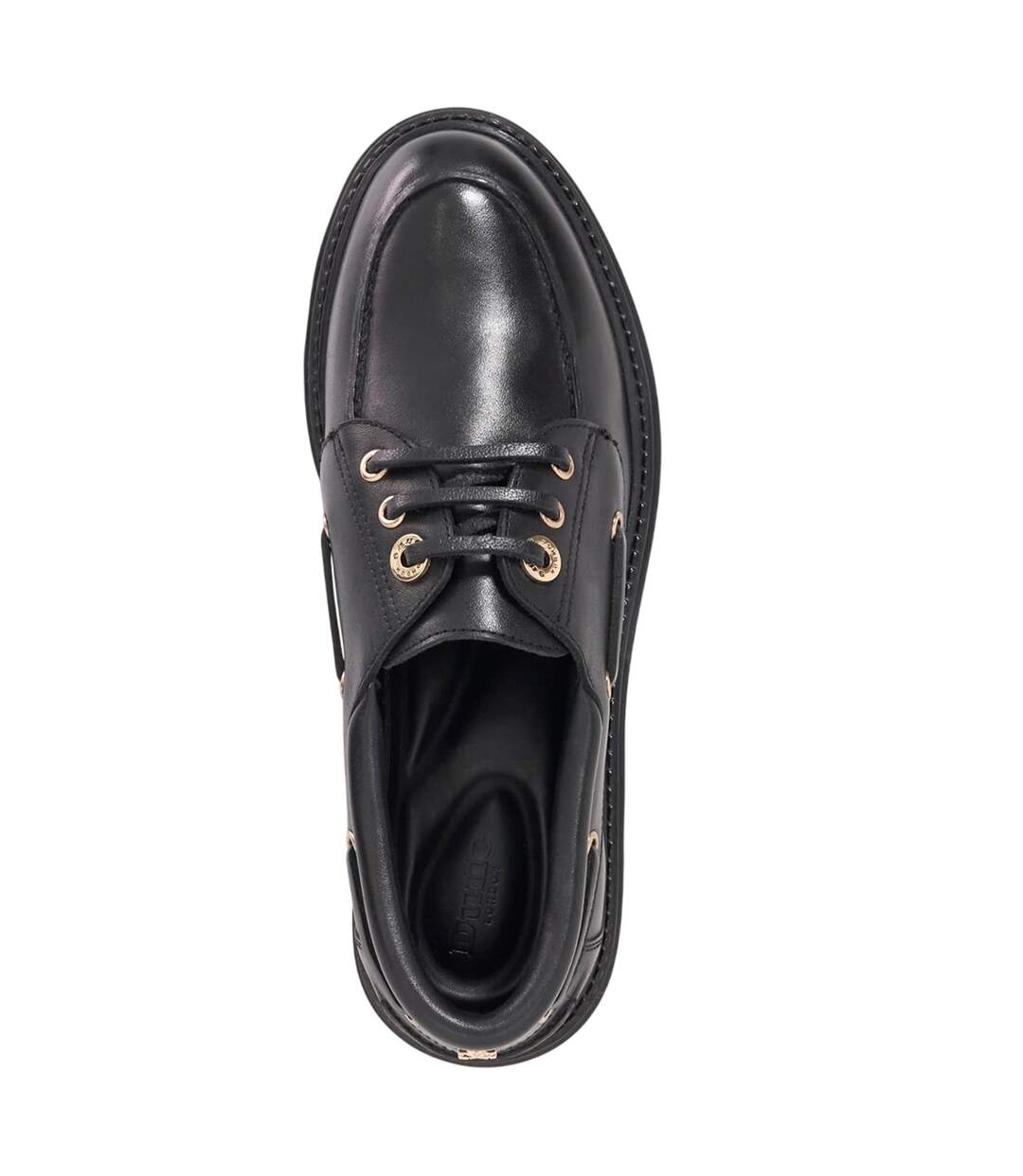 Womens/ladies Venetian Leather Lace Up Boat Shoes Black Dune London-3