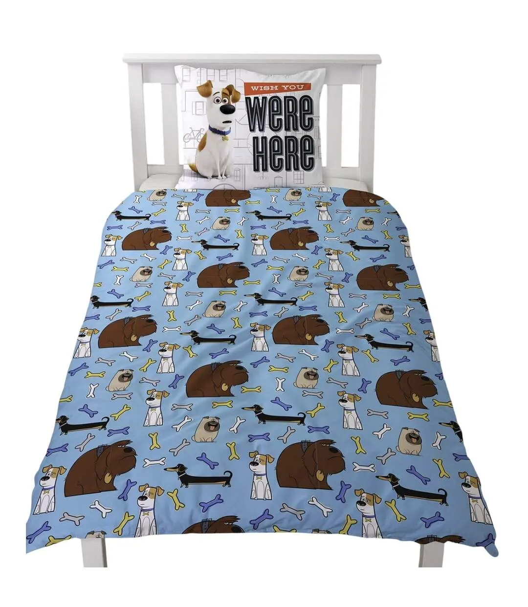 Reversible Duvet Set Blue White Brown The Secret Life Of Pets-2