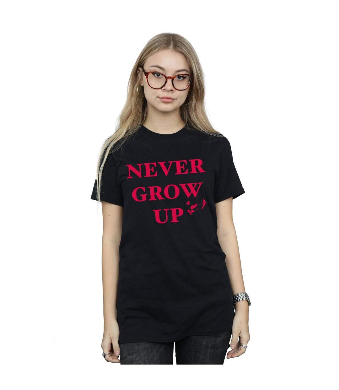 Disney Femme/Ladies Peter Pan Never Grow Up - T-shirt boyfriend en coton (Noir) - UTBI42465-2