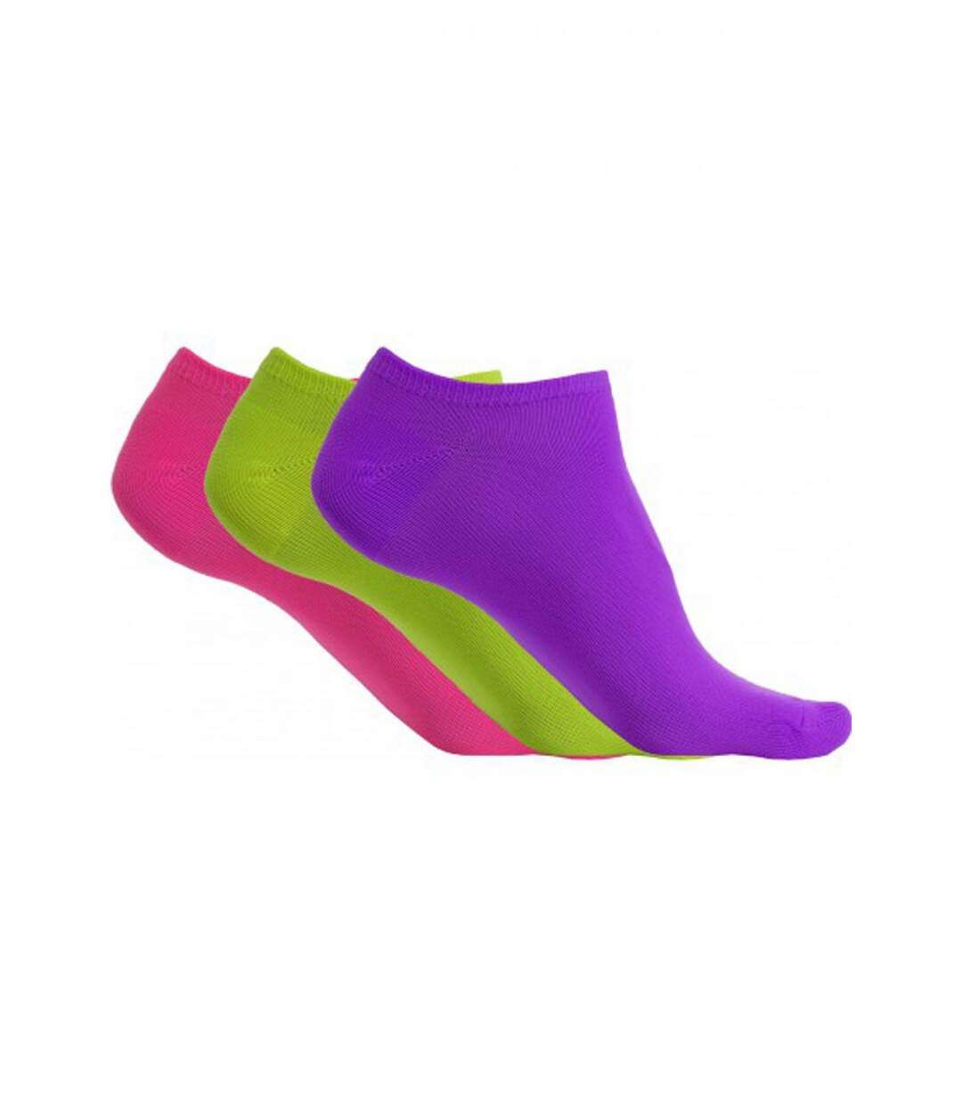 pack 3 paires socquettes microfibres - PA033 - violet - vert - rose