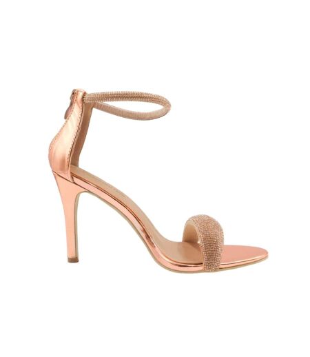 Womens/ladies sabra diamante high stiletto heel sandals rose gold Where´s That From