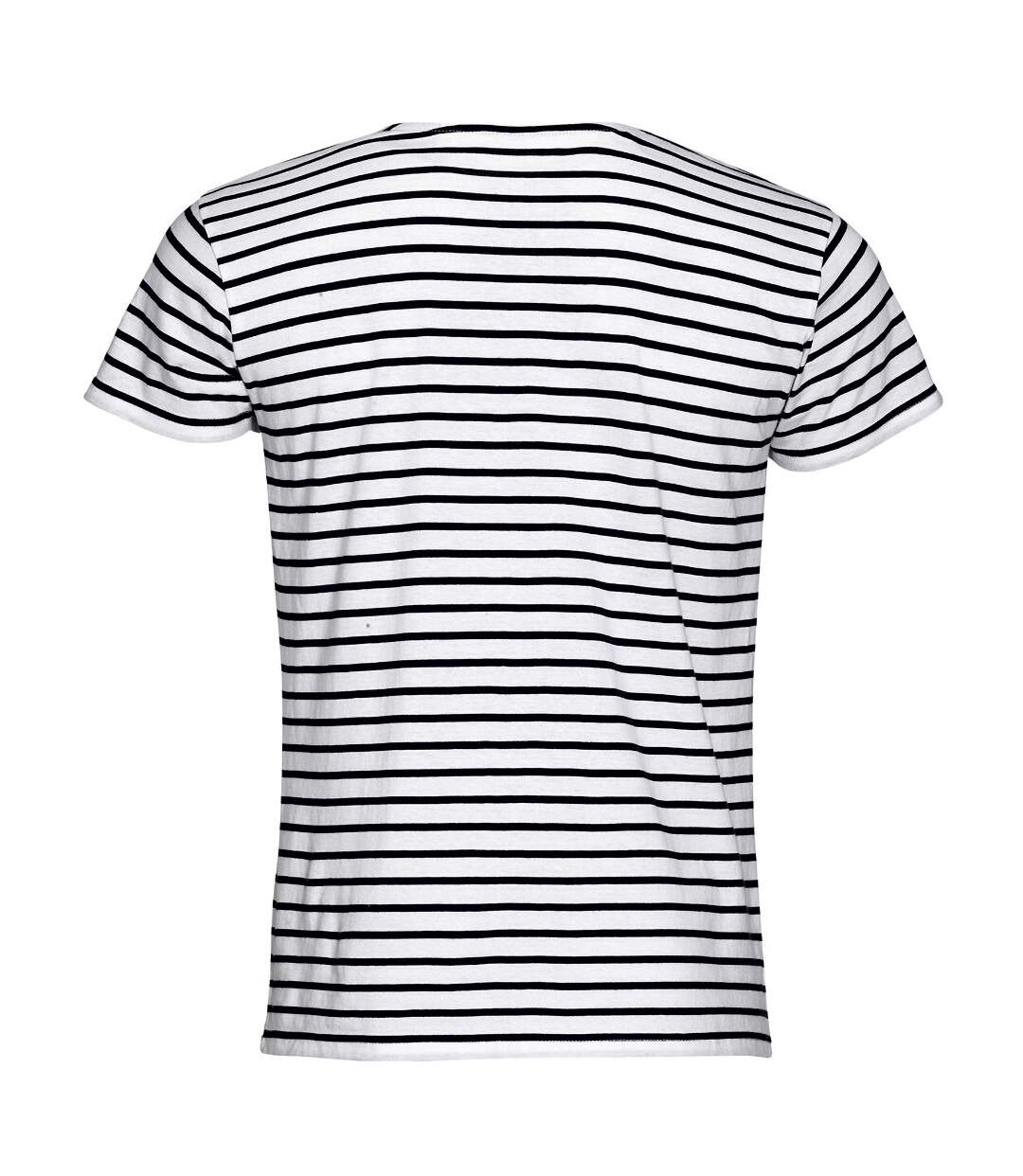 Miles t-shirt rayé à manches courtes homme blanc / bleu marine SOLS