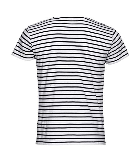 SOLS Mens Miles Striped Short Sleeve T-Shirt (White/Navy) - UTPC2584