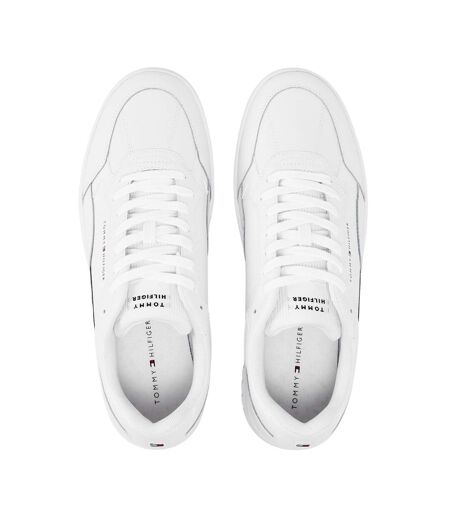 Mens Basket Stripe Leather Lace Up Trainers White Tommy Hilfiger