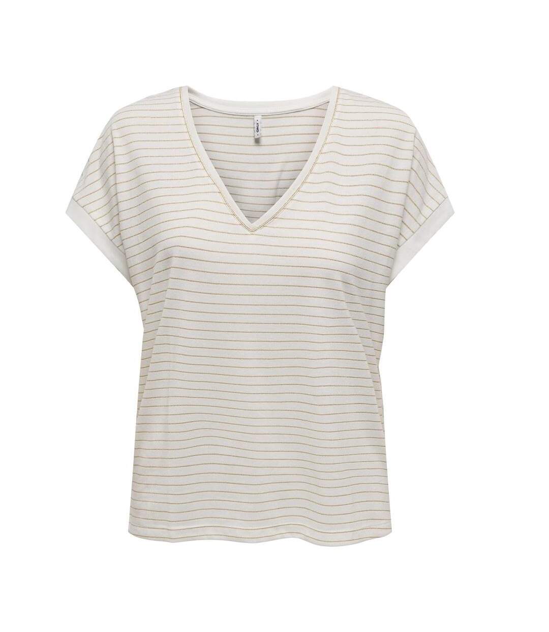 T-Shirt blanc/doré femme only karla-1