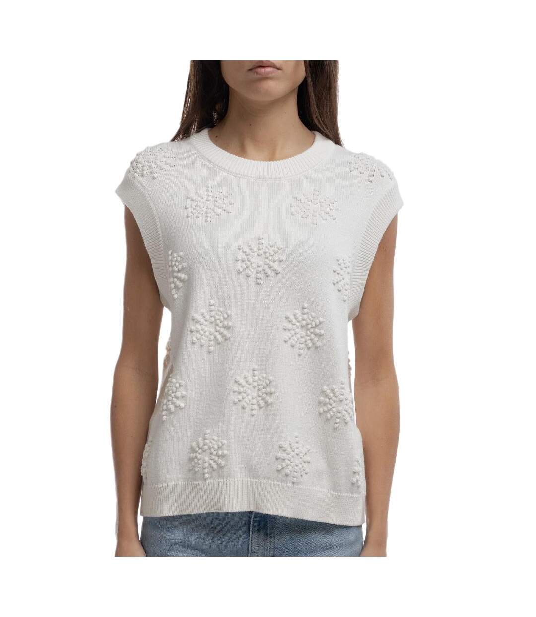 Pull sans manches blanc femme teddy smith eva-1
