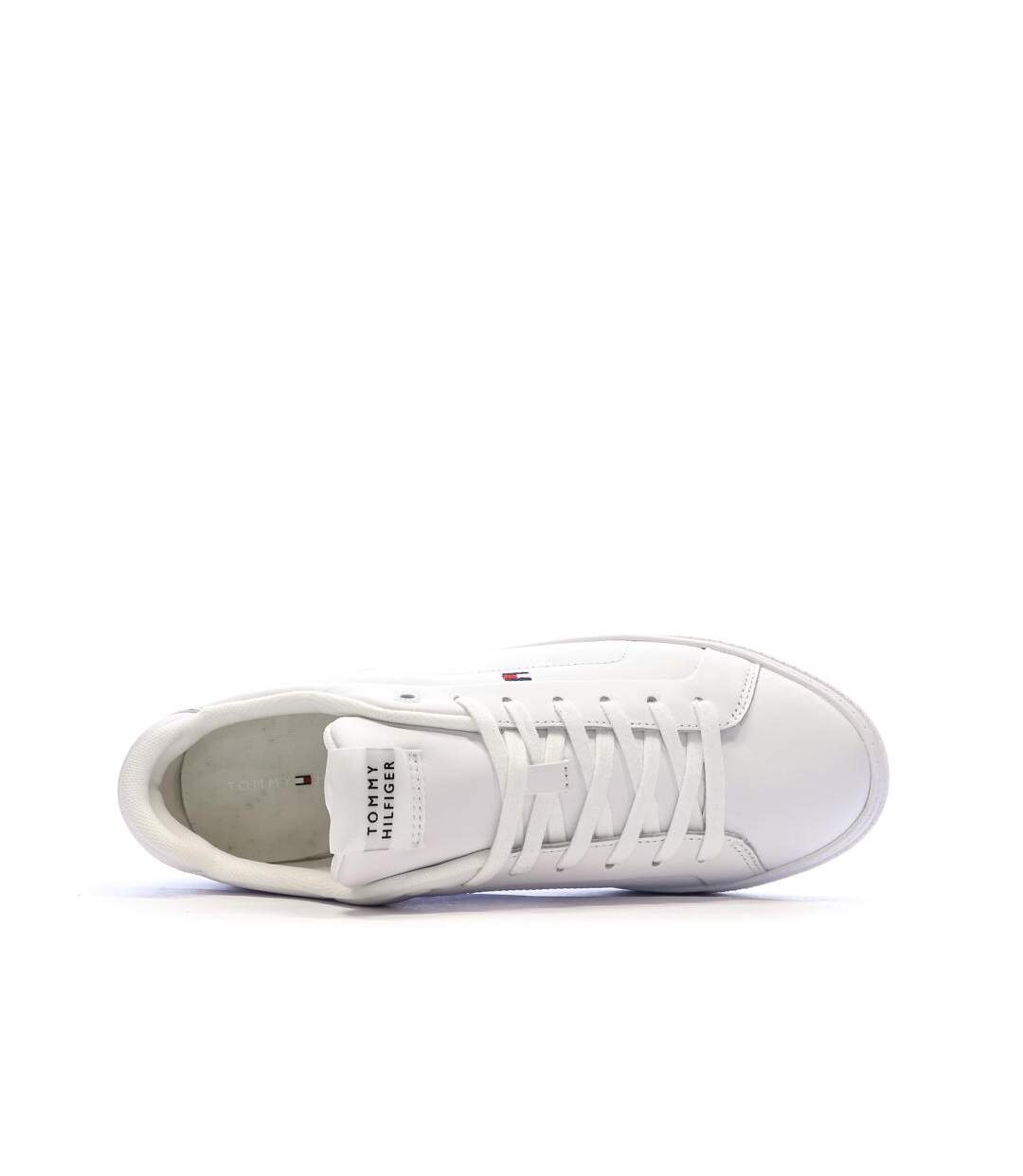 Baskets blanches homme tommy hilfiger icon court lth flag-4