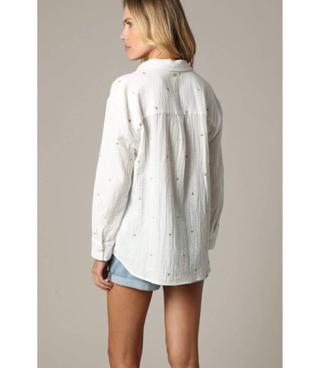 Chemise romantique en gaze de coton avec broderies cœur KENDA