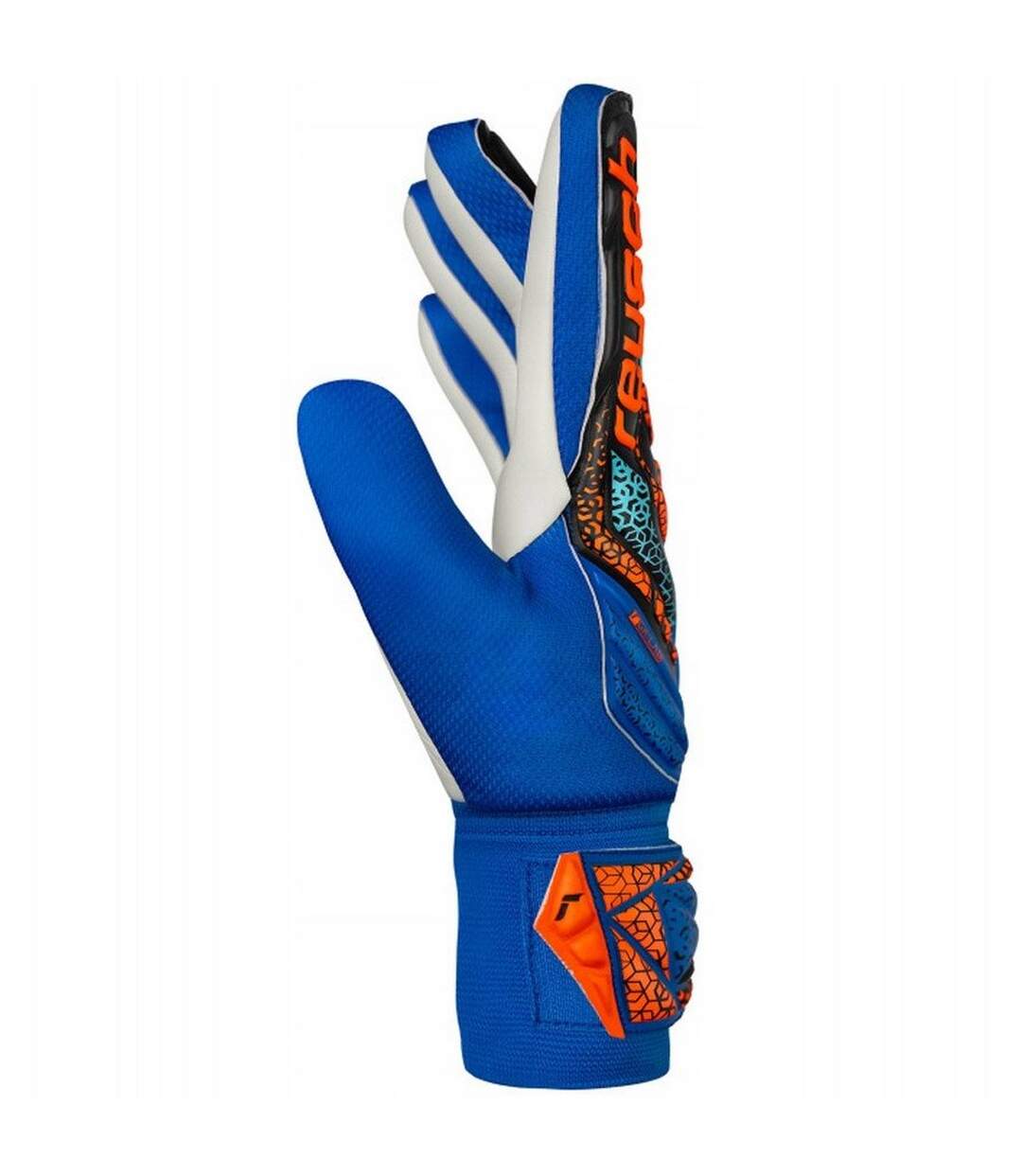 Childrens/kids Attrakt Starter Goalkeeper Gloves White Black Blue Reusch-3