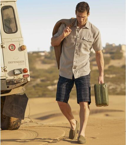 Men's Checked Cargo Shorts - Anthracite