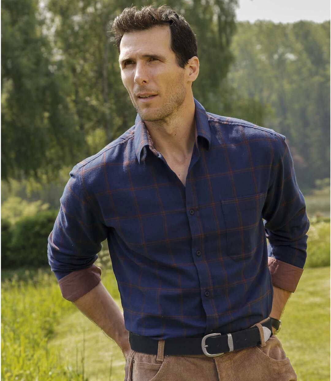 Men's Blue Flannel Checked Shirt Atlas For Men