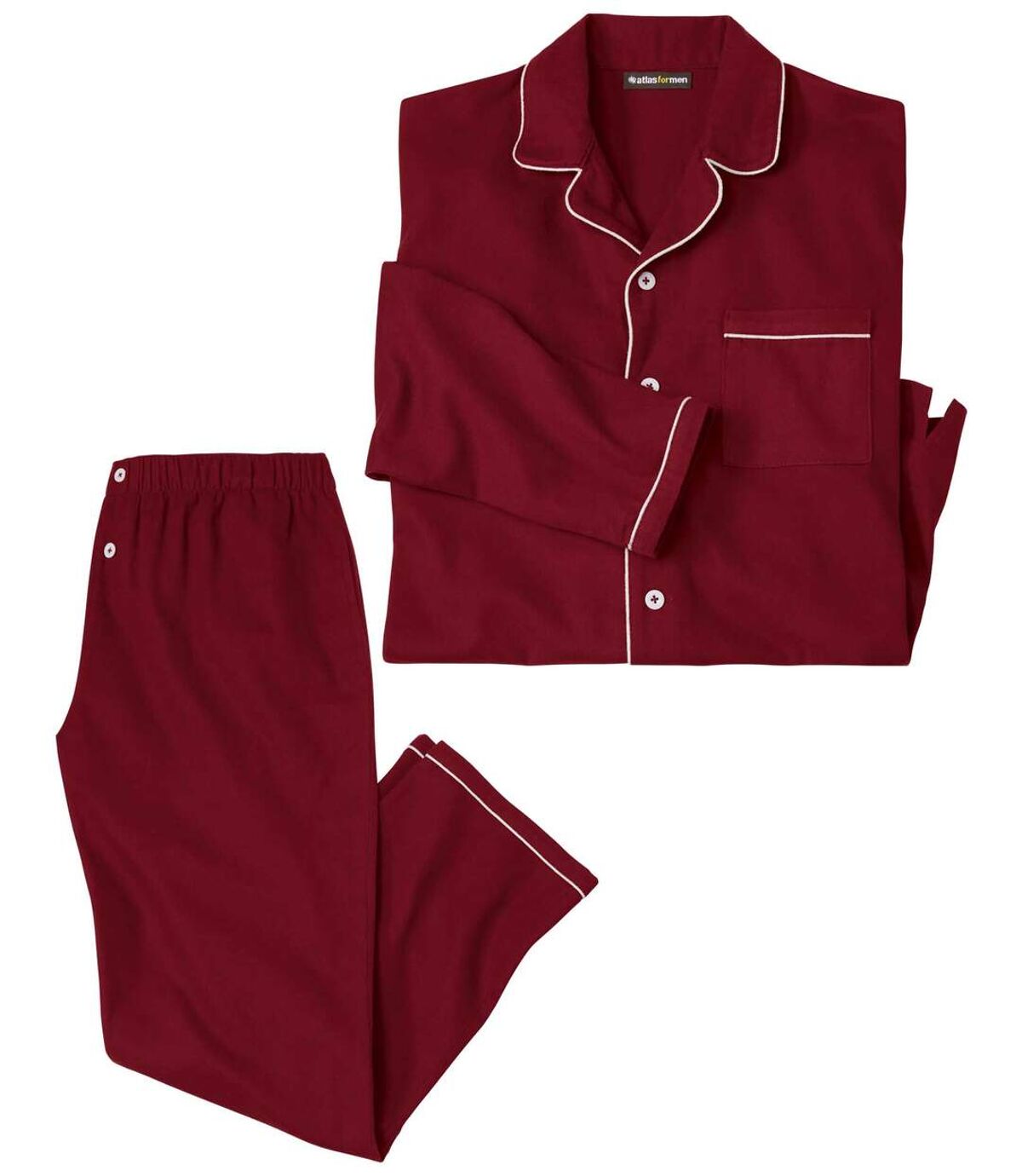 Bordeauxfarbener Flanell-Schlafanzug Atlas For Men