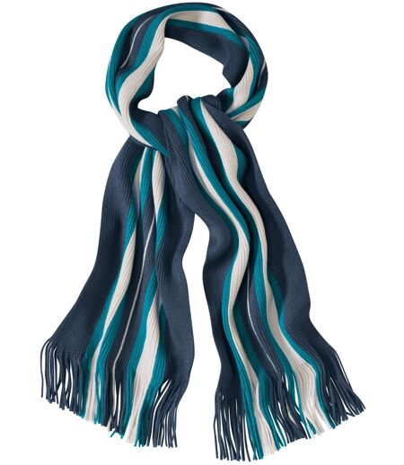 Men's Navy Striped Knitted Scarf