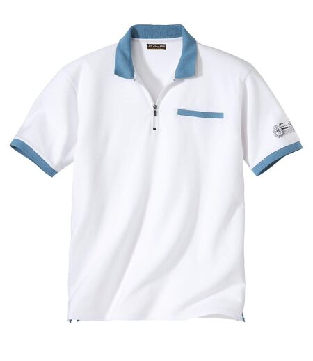 Zweifarbiges Poloshirt mit RV-Kragen