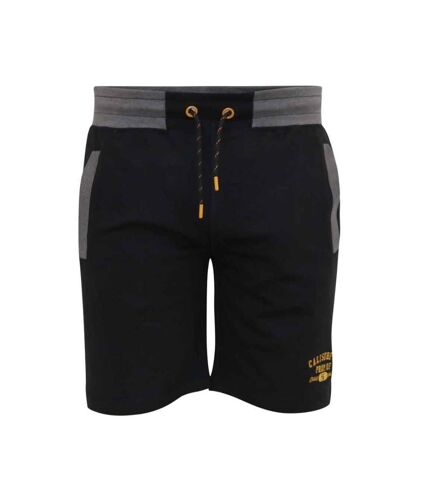 D555 Mens Sutton Kingsize Contrast Embroidered Shorts (Black) - UTDC429