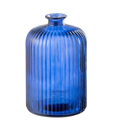 Vase Bouteille en Verre Stripe 23cm Bleu