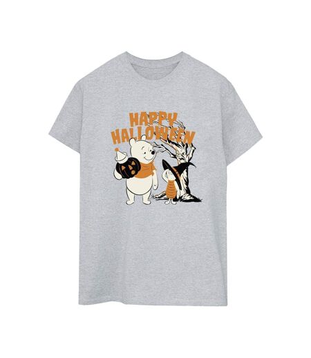 Disney Womens/Ladies Winnie The Pooh And Piglet Happy Halloween Cotton Boyfriend T-Shirt (Gris sportif) - UTBI47444