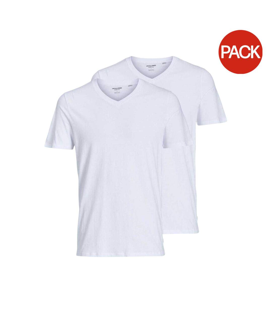 Pack Of 2  Mens V Neck Regular T-shirt  White Jack And Jones-2