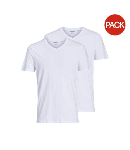 Pack Of 2  Mens V Neck Regular T-shirt  White Jack And Jones