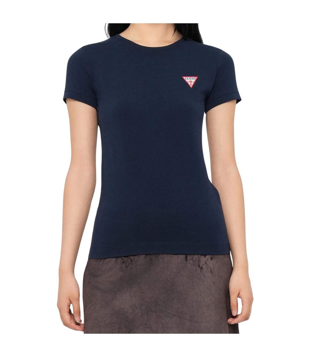 Womens/ladies Cotton T-shirt Navy Blue Guess-2