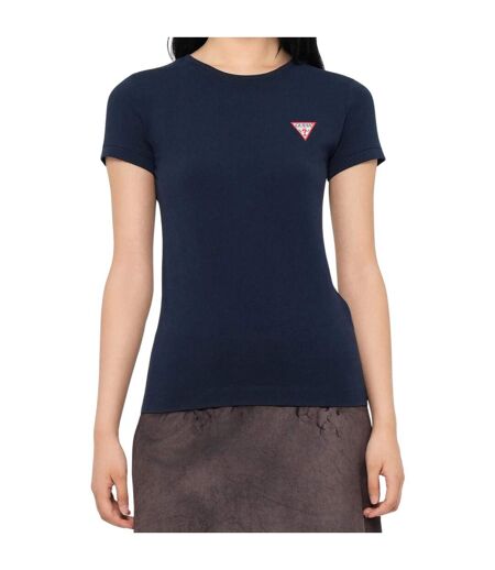 Womens/ladies Cotton T-shirt Navy Blue Guess