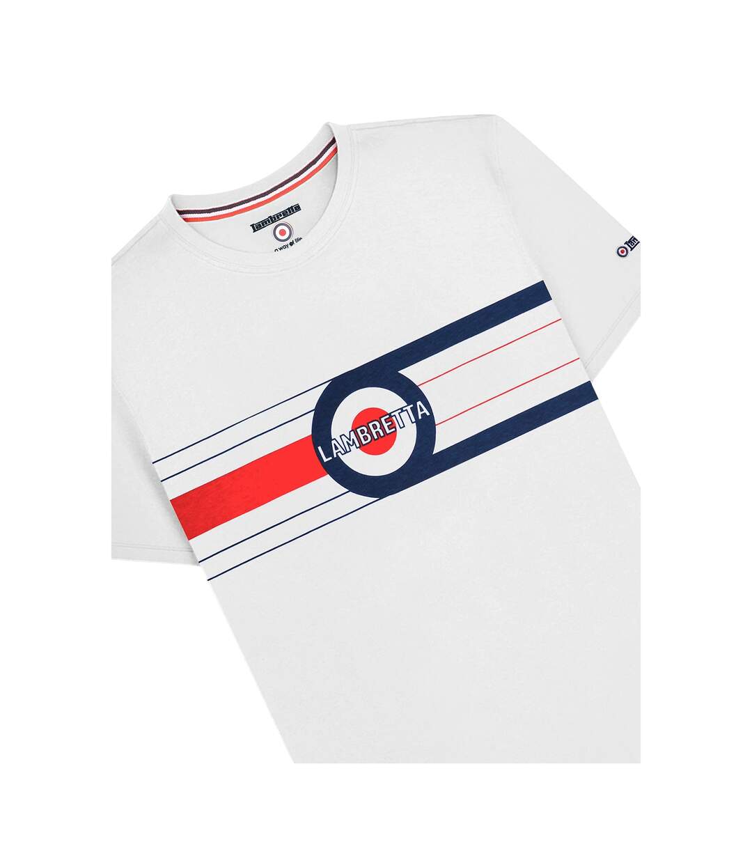 T-shirt Motif/style Bande Cible Homme Blanc Lambretta-3