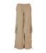 Womens/ladies Nylon Crinkled Wide Cargo Trousers Concrete Urban Classics-1