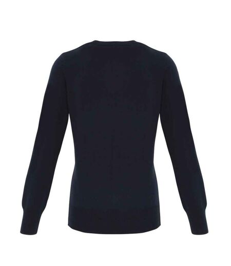 Womens/ladies Essential Acrylic V Neck Cardigan Navy Premier