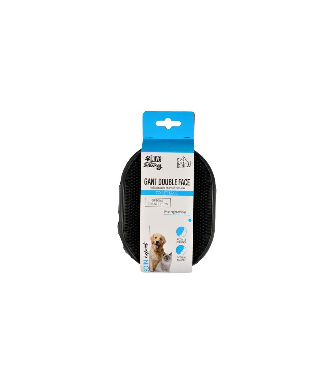 Gant de Brossage pour Chien & Chat 2 Faces 15cm Gris-3