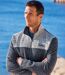 Men's Gray & Navy Brushed Fleece Jacket 