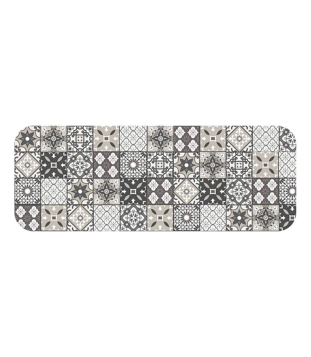 Tapis Imprimé Gaston 45x120cm Gris & Blanc-1