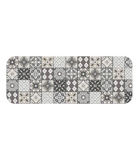 Tapis Imprimé Gaston 45x120cm Gris & Blanc