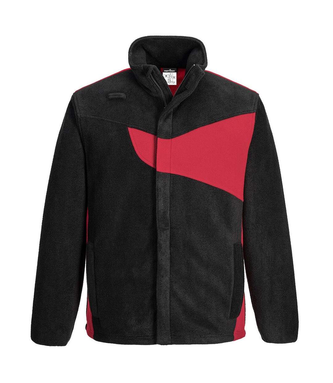 Mens Pw2 Fleece Jacket Black Red Portwest-1