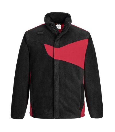 Mens Pw2 Fleece Jacket Black Red Portwest