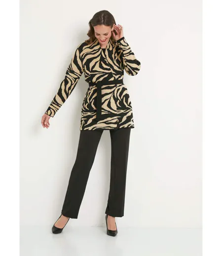 Gilet long jacquard peau de bête bord à bord