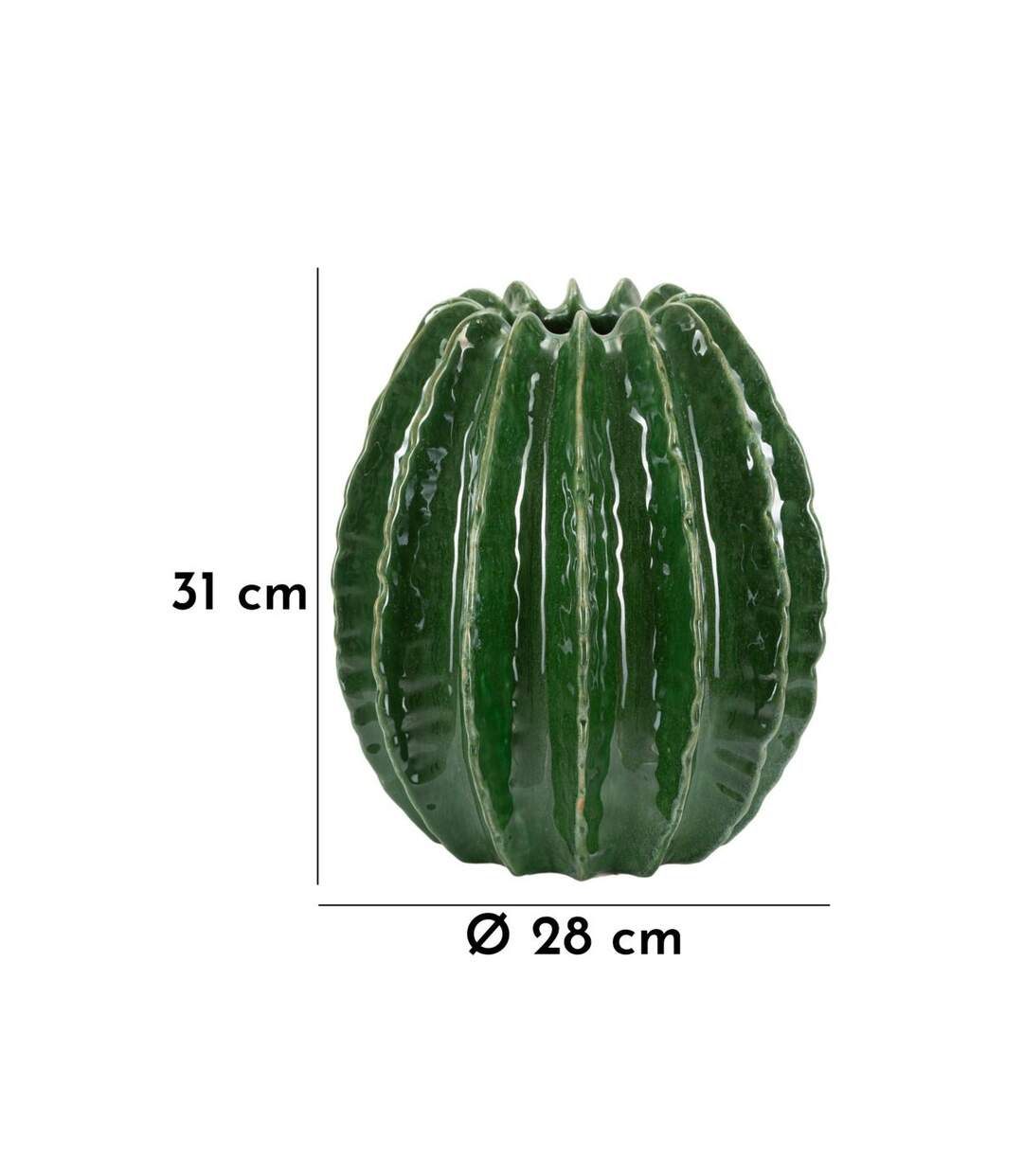 Vase Déco en Céramique Cactus 31cm Vert-5