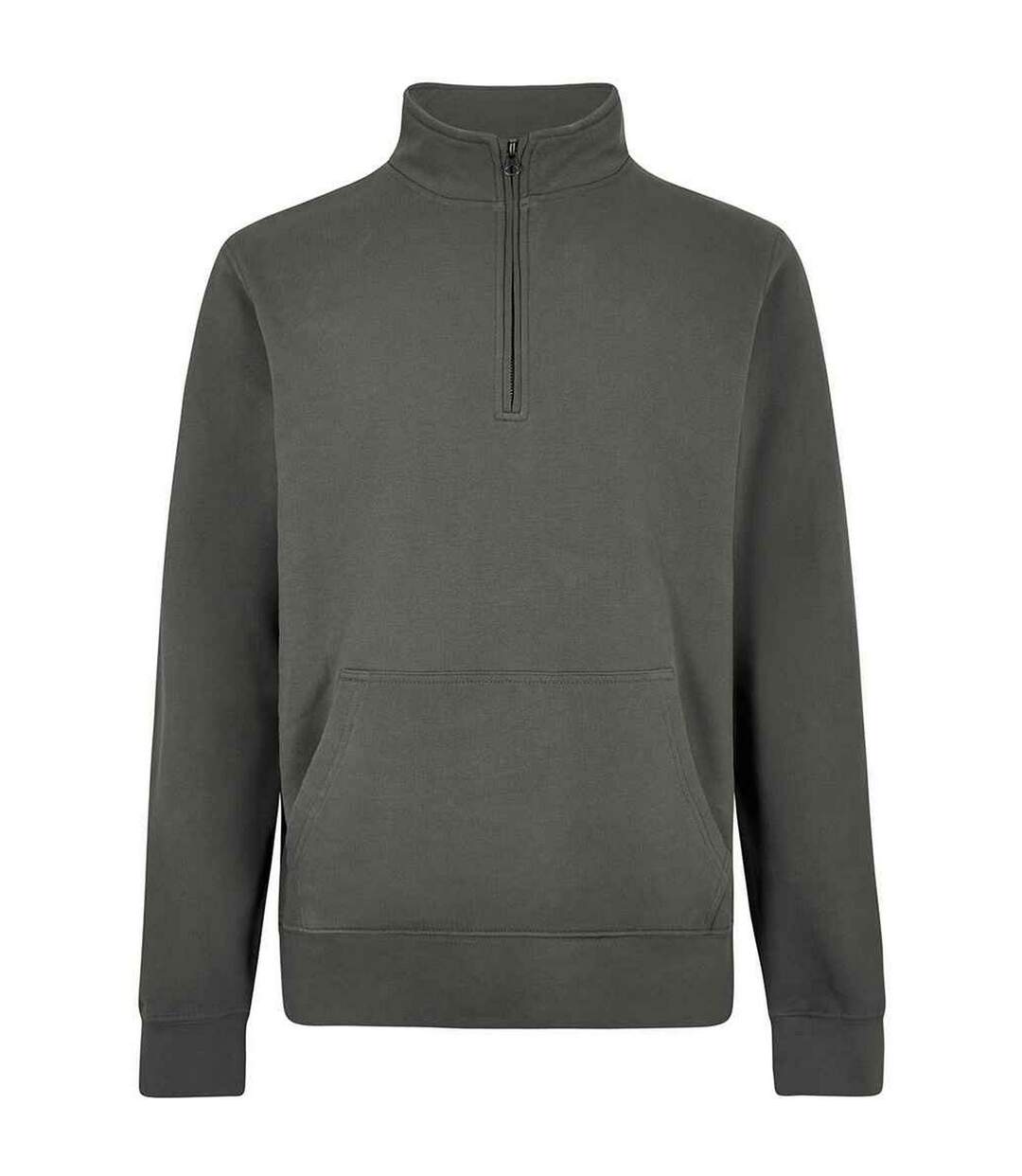 Mens Pique Quarter Zip Relaxed Fit Sweatshirt Dark Grey Kustom Kit-1